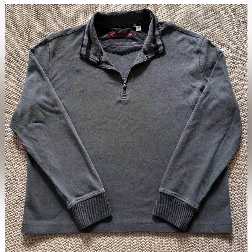 Robert Graham Men's 1/4 Zip Sweater Long‎ Sleeve Classic Fit Pullover Gray Sz XL